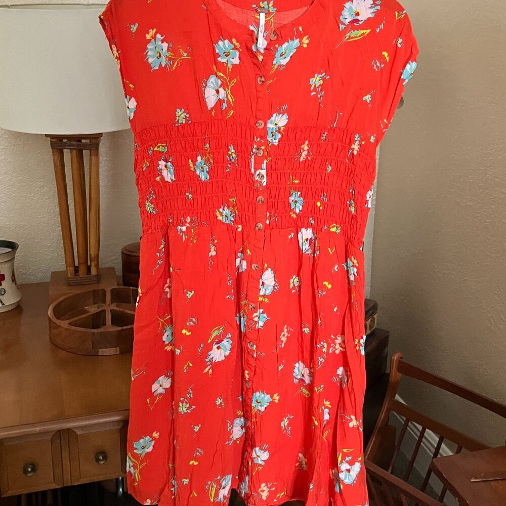 Women’s Sz. L Free People Sleeveless Floral Print Button-Down Lined Dress